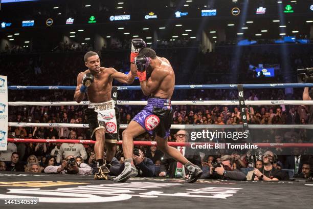 January 20: Errol Spence Jr defeats Lamont Peterson by RTD in the 10th round in their Championship Welterweight fight at the Barclay Center in...