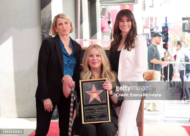 Liz Feldman, Christina Applegate, and Linda Cardellini attend a ceremony honoring Christina Applegate with a star on the Hollywood Walk Of Fame on...