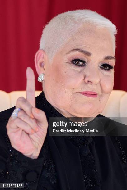 Mexican singer Lupita D´Alessio attends during the press conference at Four Seasons Hotel Mexico City on November 14, 2022 in Mexico City, Mexico.
