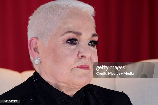 Mexican singer Lupita D´Alessio attends during the press conference at Four Seasons Hotel Mexico City on November 14, 2022 in Mexico City, Mexico.