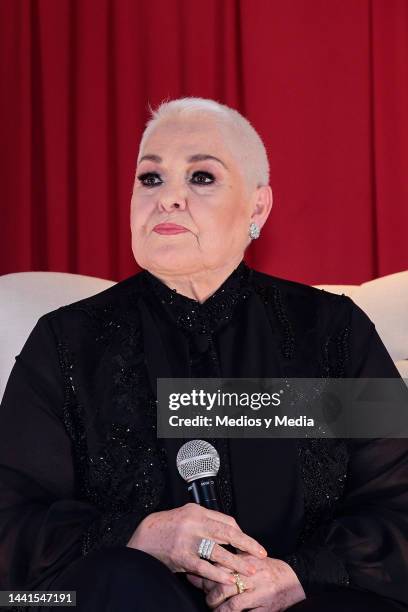 Mexican singer Lupita D´Alessio attends during the press conference at Four Seasons Hotel Mexico City on November 14, 2022 in Mexico City, Mexico.