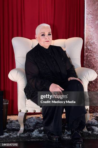 Mexican singer Lupita D´Alessio poses for a photo during the press conference at Four Seasons Hotel Mexico City on November 14, 2022 in Mexico City,...