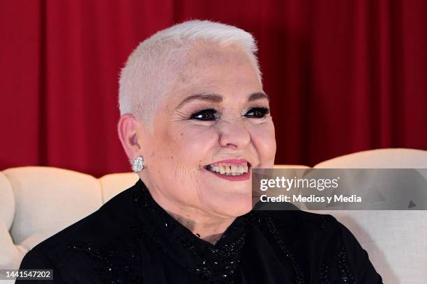 Mexican singer Lupita D´Alessio attends during the press conference at Four Seasons Hotel Mexico City on November 14, 2022 in Mexico City, Mexico.