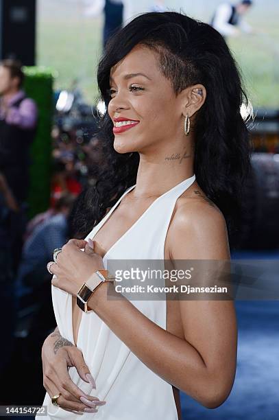 Actress/Singer Rihanna attends the Los Angeles premiere of "Battleship" at Nokia Theatre L.A. Live on May 10, 2012 in Los Angeles, California.