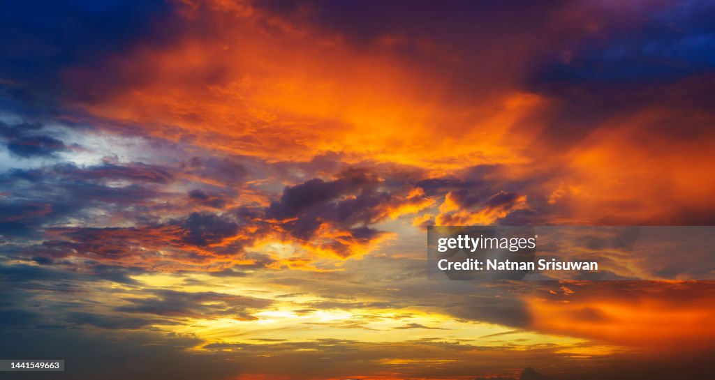 Sunset or sunrise with clouds, light rays and other atmospheric effect