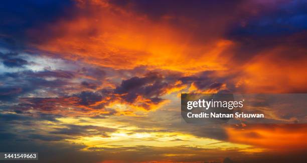sunset or sunrise with clouds, light rays and other atmospheric effect - hdri background stock pictures, royalty-free photos & images