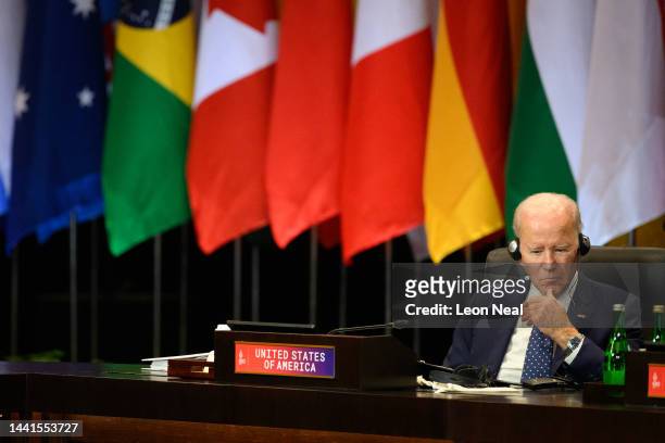 President Joe Biden of the United States attends a working session on food and energy security during the G20 Summit on November 15, 2022 in Nusa...