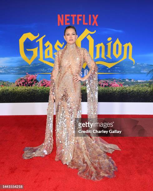 Kate Hudson attends Netflix's "Glass Onion: A Knives Out Mystery" U.S. Premiere at Academy Museum of Motion Pictures on November 14, 2022 in Los...