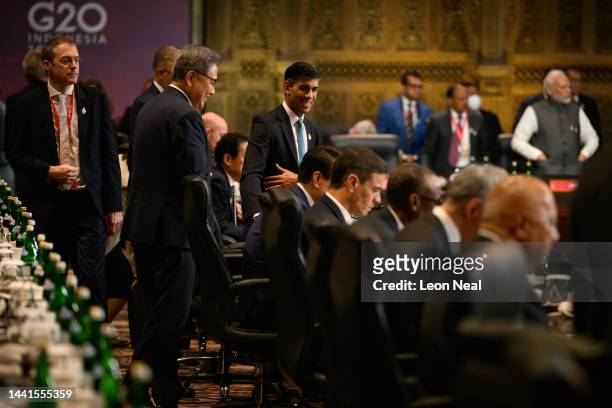 Britain's Prime Minister Rishi Sunak attends a working session on food and energy security during the G20 Summit on November 15, 2022 in Nusa Dua,...