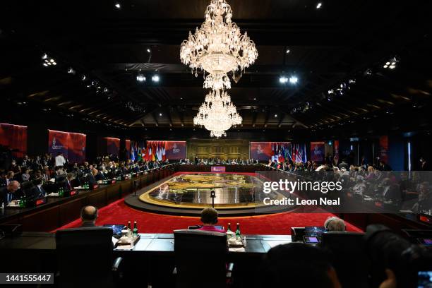 World leaders attend a working session on food and energy security during the G20 Summit on November 15, 2022 in Nusa Dua, Indonesia. The G20...