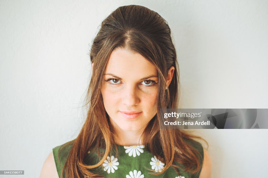 Retro 1960s Woman, 1970s Woman Portrait, Vintage Hairstyle