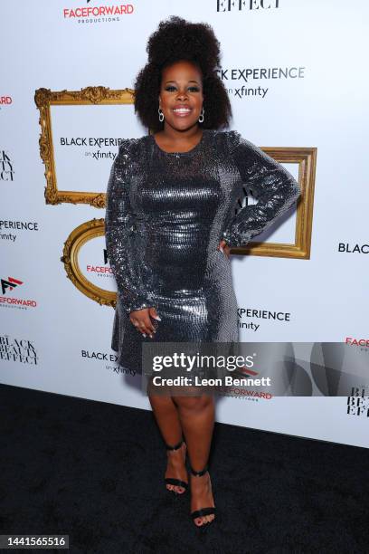 Amber Riley attends "The Black Beauty Effect" Red Carpet premiere, presented by Black Experience on Xfinity at Regal LA Live on November 14, 2022 in...