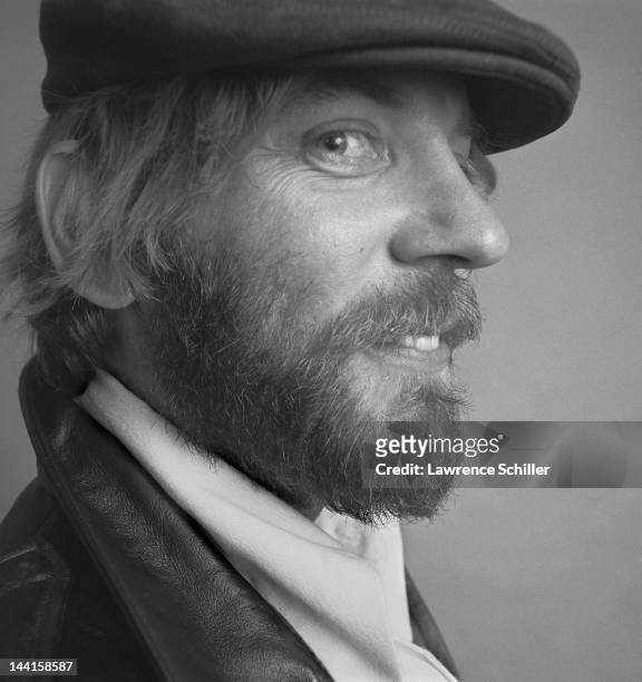 Headsort portrait of Canadian actor Donald Sutherland during the filming of 'Kelley's Heroes' , Zagreb, Yugoslavia, 1969.