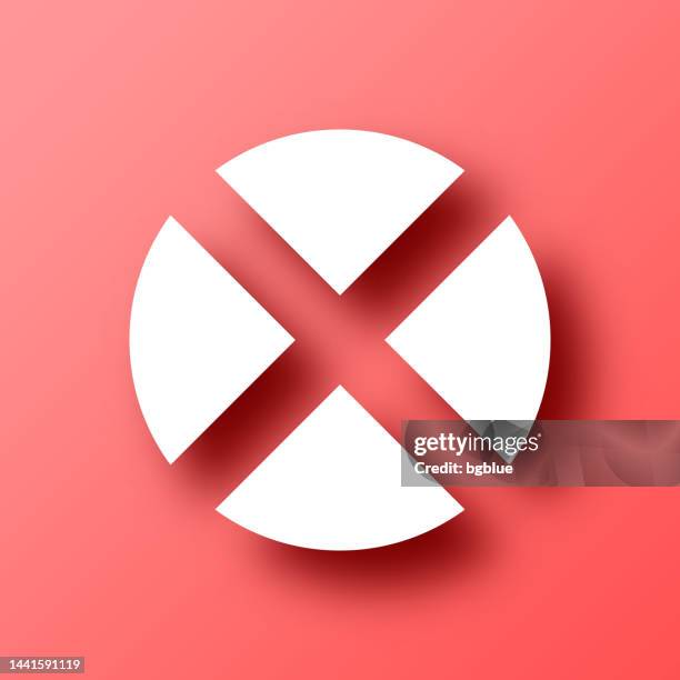 cross mark. icon on red background with shadow - letter x 3d stock illustrations