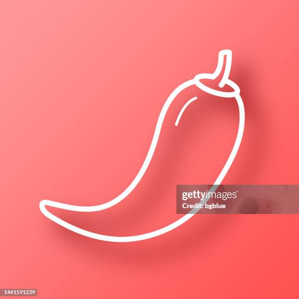 chilli pepper. icon on red background with shadow - serrano chili pepper stock illustrations