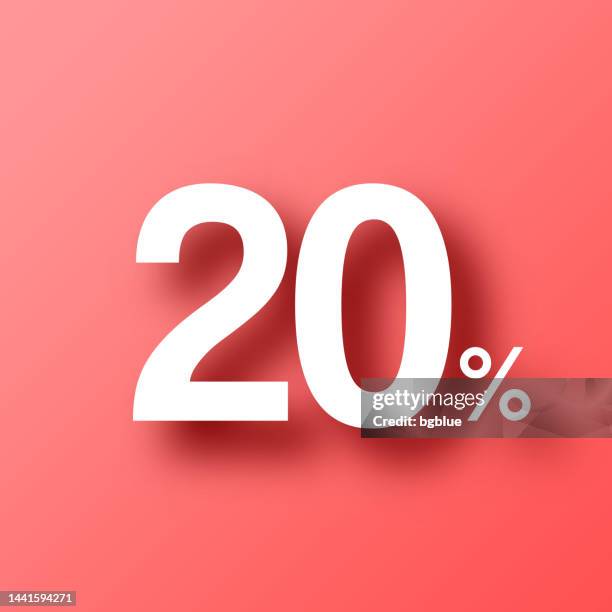 ilustraciones, imágenes clip art, dibujos animados e iconos de stock de 20% - veinte por ciento. icono sobre fondo rojo con sombra - number 20