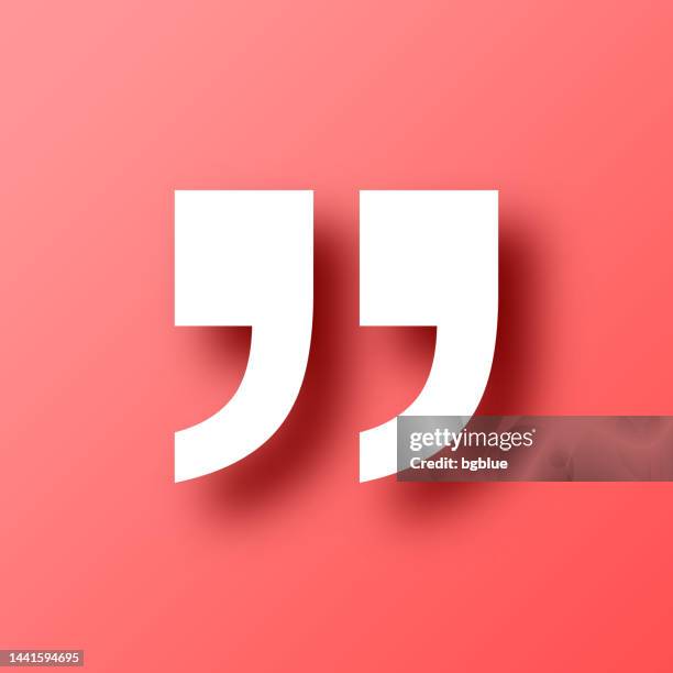 quotation marks symbol. icon on red background with shadow - red quotation marks stock illustrations