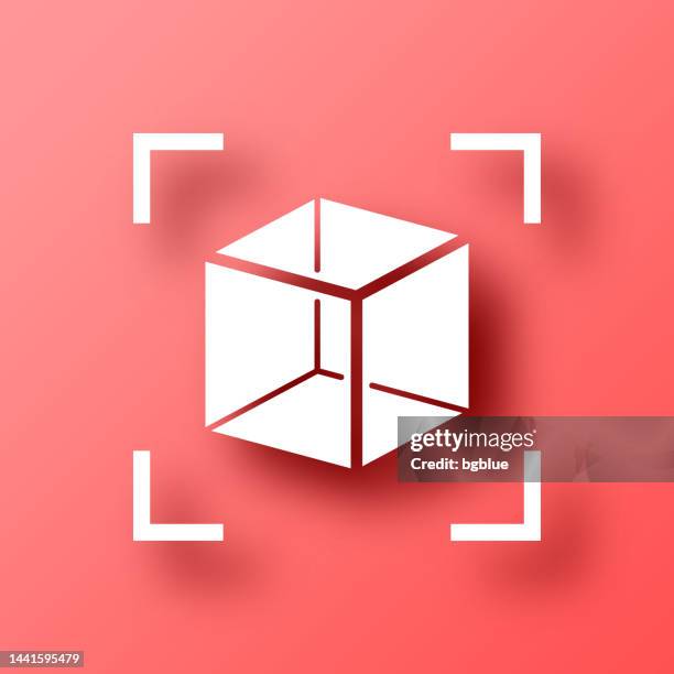 augmented reality. icon on red background with shadow - camera viewfinder vector stock illustrations