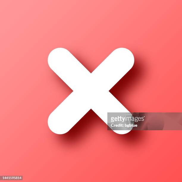 cross mark. icon on red background with shadow - temptation stock illustrations
