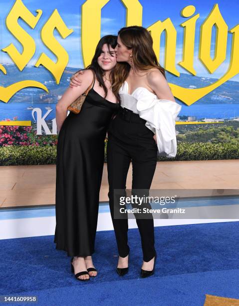 Kathryn Hahn and Mae Sandler arrives at the Premiere Of "Glass Onion: A Knives Out Mystery" at Academy Museum of Motion Pictures on November 14, 2022...