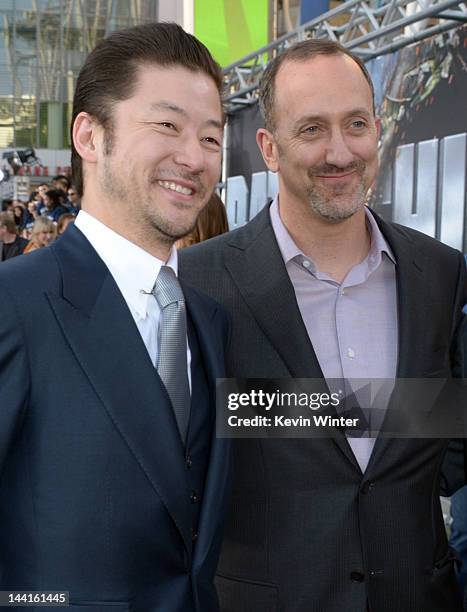 Actor Tadanobu Asano and Universal Pictures president Jimmy Horowitz arrive at the premiere of Universal Pictures' "Battleship" at Nokia Theatre L.A....