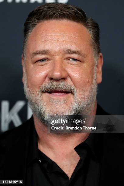 Russell Crowe attends the Australian Premiere of Poker Face at Hoyts Entertainment Quarter on November 15, 2022 in Sydney, Australia.