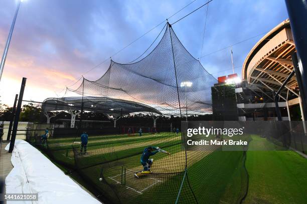 General view of net trainig during an Australian One Day International training session at Adelaide Oval on November 15, 2022 in Adelaide, Australia.