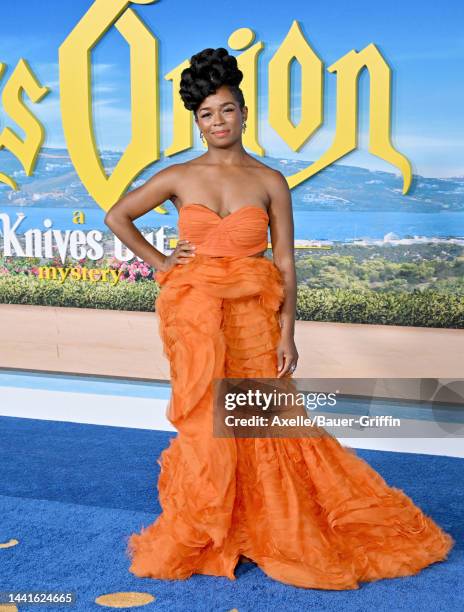 Alexis Floyd attends the Premiere of "Glass Onion: A Knives Out Mystery" at Academy Museum of Motion Pictures on November 14, 2022 in Los Angeles,...