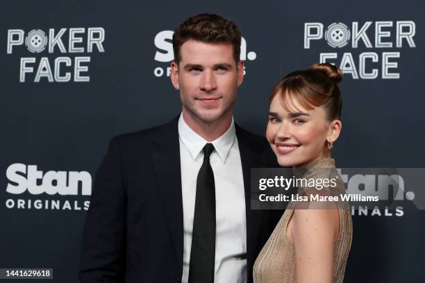 Liam Hemsworth and Gabriella Brooks attends the Australian Premiere of Poker Face at Hoyts Entertainment Quarter on November 15, 2022 in Sydney,...