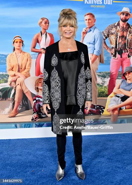 Goldie Hawn attends the Premiere of "Glass Onion: A Knives Out Mystery" at Academy Museum of Motion Pictures on November 14, 2022 in Los Angeles,...