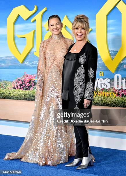 Goldie Hawn and Kate Hudson attend the Premiere of "Glass Onion: A Knives Out Mystery" at Academy Museum of Motion Pictures on November 14, 2022 in...