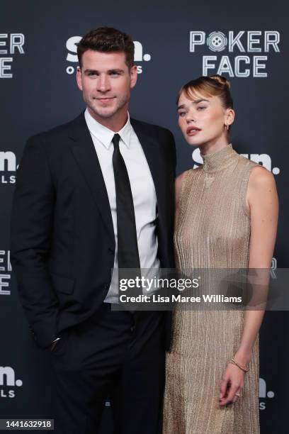 Liam Hemsworth and Gabriella Brooks attends the Australian Premiere of Poker Face at Hoyts Entertainment Quarter on November 15, 2022 in Sydney,...