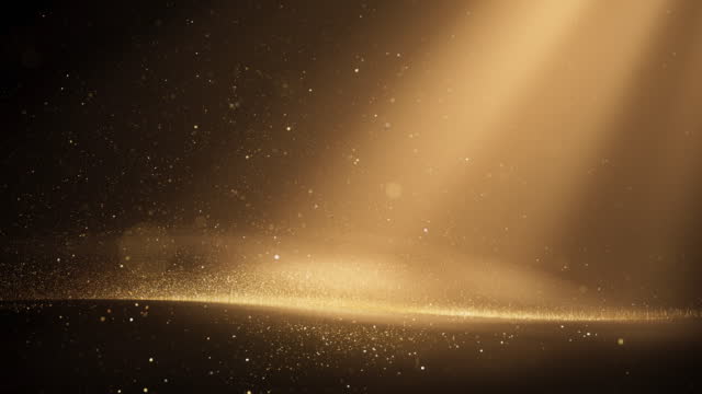 Glittering Gold Particles And Light Beams - Loopable Background Animation - Christmas, Award, Celebration, Luxury, Glitter