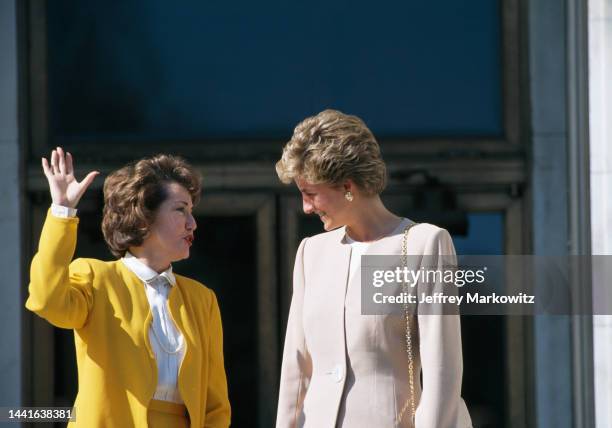 Princess Diana meets Elizabeth Dole, president of American Red Cross.