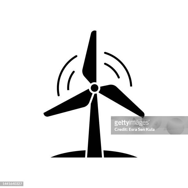 wind turbines solid flat icon. the icon is suitable for web pages, mobile apps, ui, ux, and gui design. - wind mill icon stock illustrations
