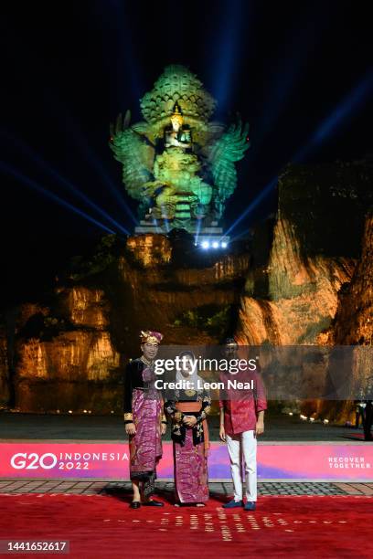 British Prime Minister Rishi Sunak is greeted by the President of the Indonesian Republic Joko Widodo and his wife, Iriana Joko Widodo, during a...