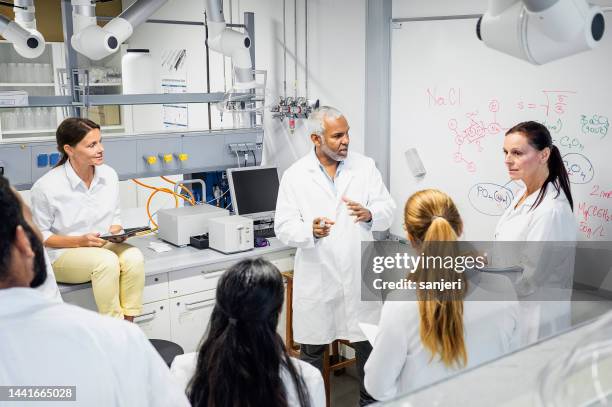 scientists having a meeting - scientist bildbanksfoton och bilder