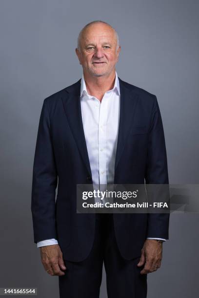 Graham Arnold, Head Coach of Australia poses during the official FIFA World Cup Qatar 2022 portrait session on November 15, 2022 in Doha, Qatar.