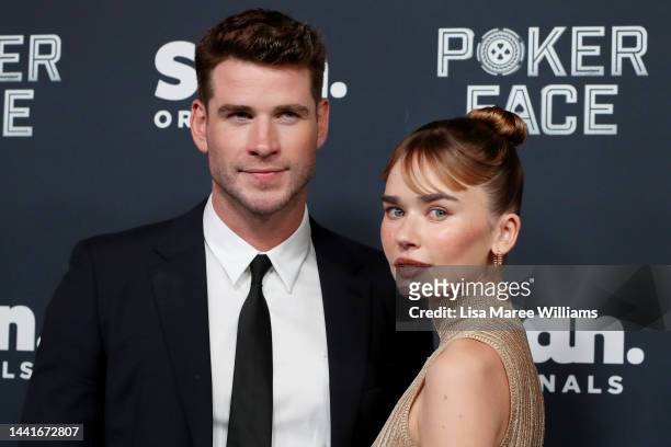 Liam Hemsworth and Gabriella Brooks attends the Australian Premiere of Poker Face at Hoyts Entertainment Quarter on November 15, 2022 in Sydney,...