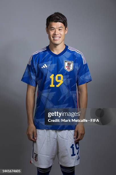 Hiroki Sakai of Japan poses for a portrait during the official FIFA World Cup Qatar 2022 portrait session on November 15, 2022 in Doha, Qatar.