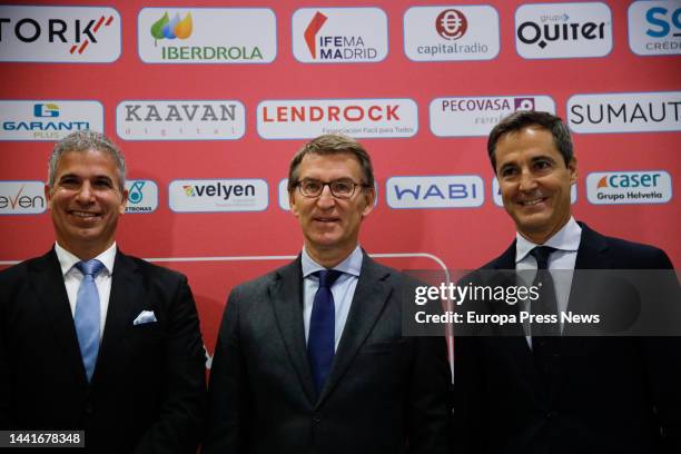 The president of Ganvam, Raul Palacios , and the president of the Partido Popular, Alberto Nuñez Feijoo , pose at a photocall at the inauguration of...