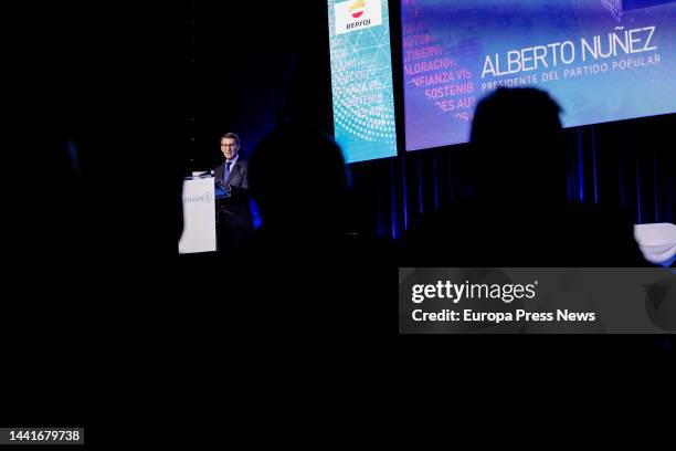 The President of the Partido Popular, Alberto Nuñez Feijoo, during the inauguration of the second edition of eXpo Ganvam, on 15 November, 2022 in...