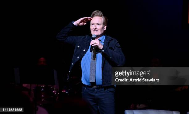 Conan O'Brien tapes an episode Of His "Conan O'Brien Needs A Friend" podcast at the Beacon Theatre on November 11, 2022 in New York City. SiriusXM...