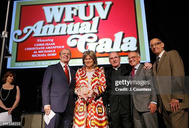 Journalist Charles Osgood, Cynthia McFadden, Fordham President Joseph M. McShane, Michael Dorf, Steven Friedman and WFUV Interim General Manager...