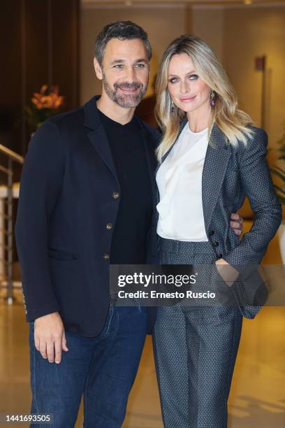 Raoul Bova and Serena Autieri attend "The Christmas Show" photocall on November 15, 2022 in Rome, Italy.