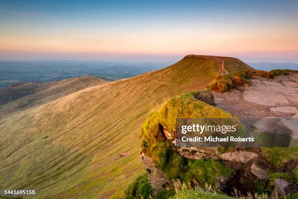 pen y fan from corn du in the brecon beacons, wales. - brecon beacons national park stock pictures, royalty-free photos & images