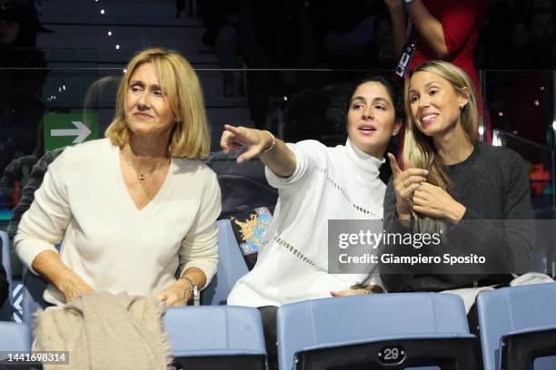 Ana Maria Parera, Maria Francisca Perello and Maria Isabel Nadal during Round Robin Singles match betwwen Rafael Nadal of Spain and Felix...