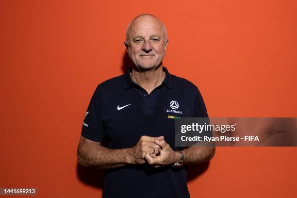 Graham Arnold, Head Coach of Australia poses during the official FIFA World Cup Qatar 2022 portrait session on November 15, 2022 in Doha, Qatar.