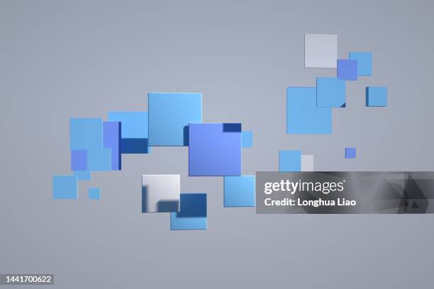 3d rendered floating block - würfel stock-fotos und bilder