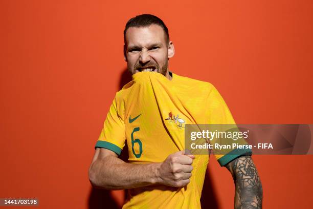 Martin Boyle of Australia poses during the official FIFA World Cup Qatar 2022 portrait session on November 15, 2022 in Doha, Qatar.